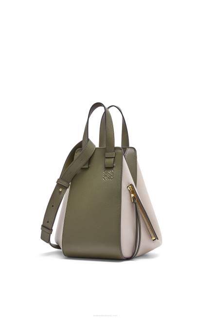 Autumn Green/Light Oat Small Hammock bag in classic calfskin Loewe 84PR525 Women