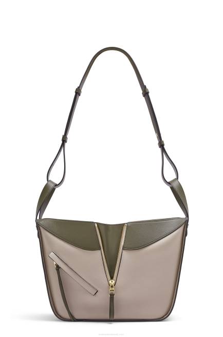 Autumn Green/Light Oat Small Hammock bag in classic calfskin Loewe 84PR525 Women