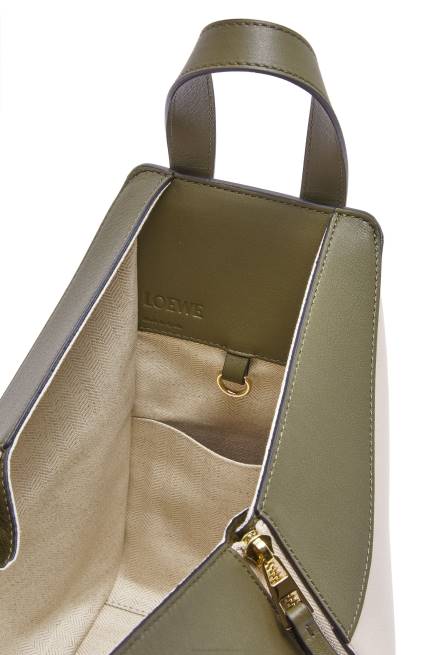 Autumn Green/Light Oat Small Hammock bag in classic calfskin Loewe 84PR525 Women