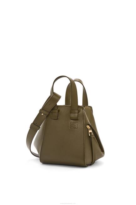Dark Khaki Green Hammock compact bag in classic calfskin Loewe 84PR372 Women