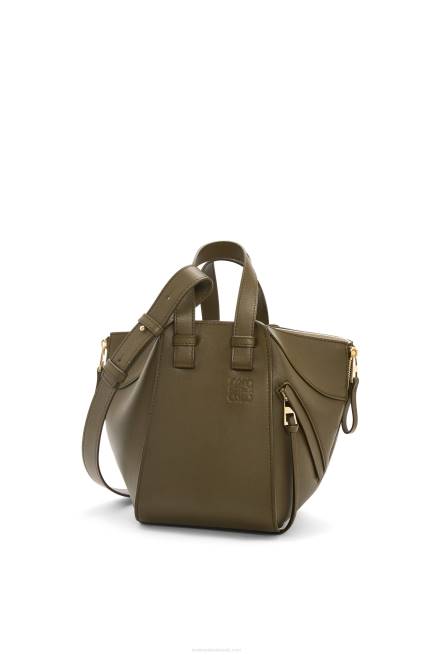 Dark Khaki Green Hammock compact bag in classic calfskin Loewe 84PR372 Women