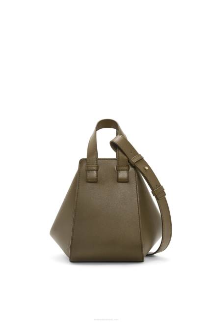 Dark Khaki Green Hammock compact bag in classic calfskin Loewe 84PR372 Women