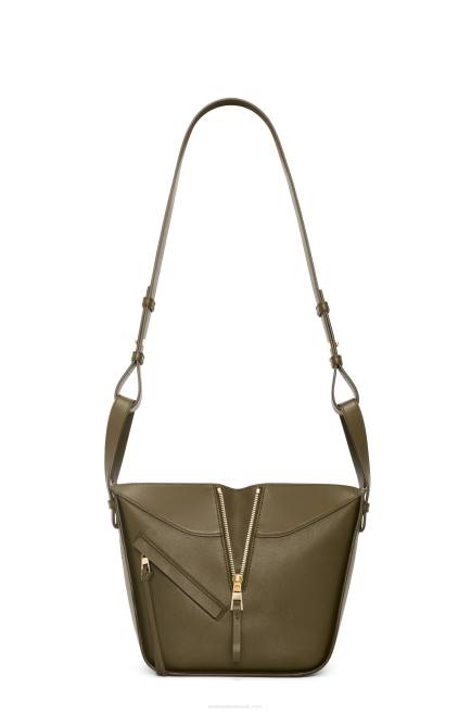 Dark Khaki Green Hammock compact bag in classic calfskin Loewe 84PR372 Women
