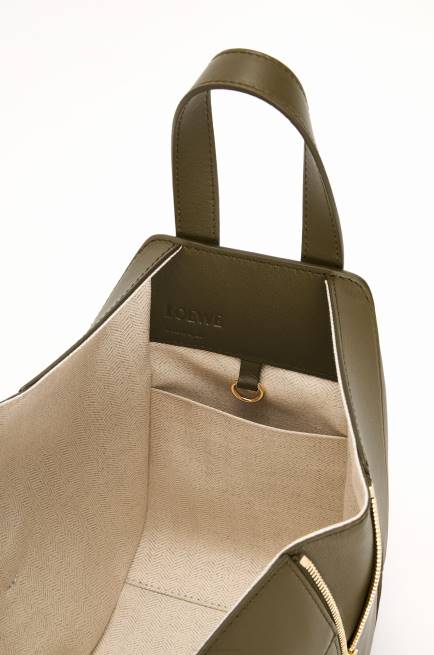 Dark Khaki Green Hammock compact bag in classic calfskin Loewe 84PR372 Women