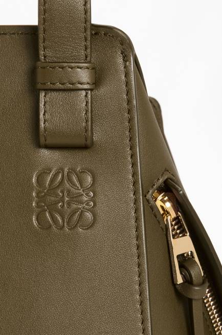 Dark Khaki Green Hammock compact bag in classic calfskin Loewe 84PR372 Women