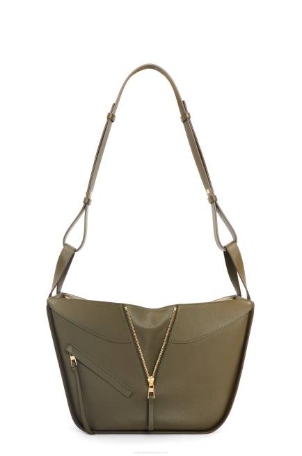 Dark Khaki Green Small Hammock bag in classic calfskin Loewe 84PR371 Women