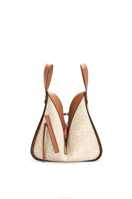 Ecru/Tan Small Hammock bag in Anagram jacquard and calfskin Loewe 84PR523 Women