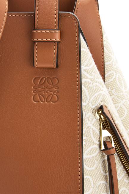 Ecru/Tan Small Hammock bag in Anagram jacquard and calfskin Loewe 84PR523 Women