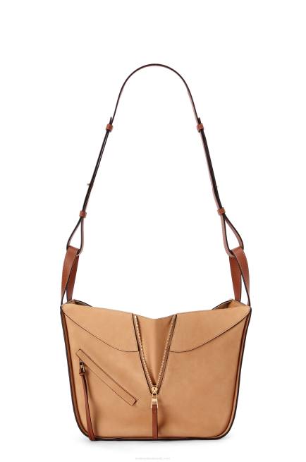 Milk/Warm Desert Small Hammock bag in classic calfskin and suede Loewe 84PR506 Women