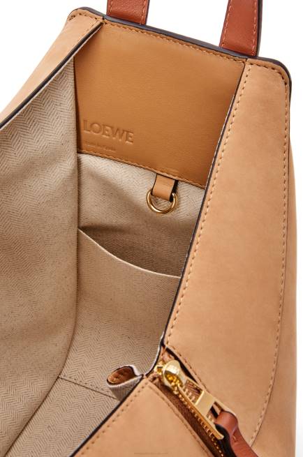 Milk/Warm Desert Small Hammock bag in classic calfskin and suede Loewe 84PR506 Women