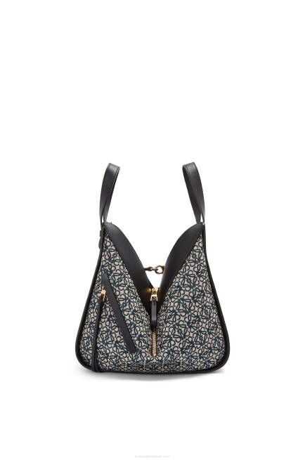 Navy/Black Small Hammock bag in Anagram jacquard and calfskin Loewe 84PR520 Women
