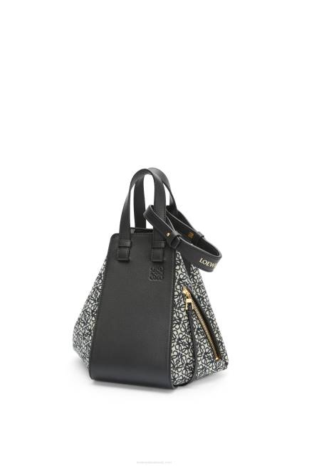 Navy/Black Small Hammock bag in Anagram jacquard and calfskin Loewe 84PR520 Women