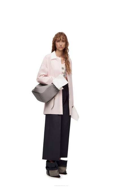 Pearl Grey Compact Hammock bag in soft grained calfskin Loewe 84PR342 Women