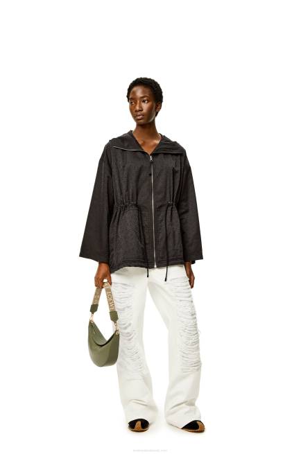 Avocado Green Small Luna bag in satin calfskin and jacquard Loewe 84PR474 Women