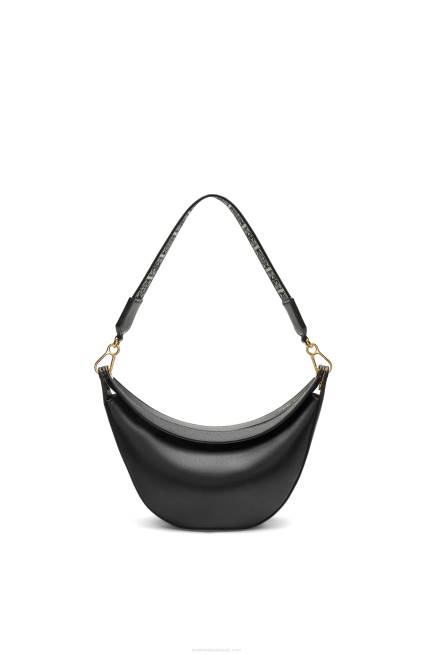 Black Small Luna bag in satin calfskin and jacquard Loewe 84PR484 Women