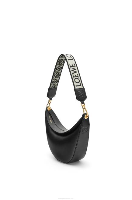 Black Small Luna bag in satin calfskin and jacquard Loewe 84PR484 Women