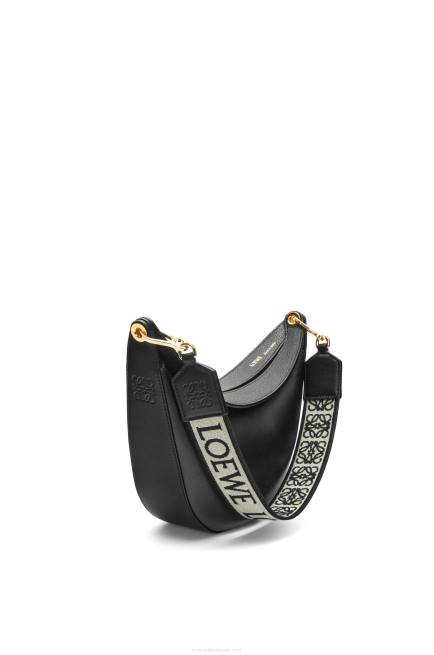 Black Small Luna bag in satin calfskin and jacquard Loewe 84PR484 Women