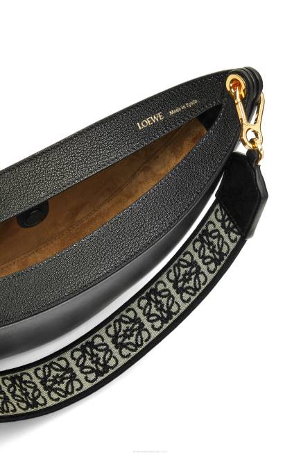 Black Small Luna bag in satin calfskin and jacquard Loewe 84PR484 Women