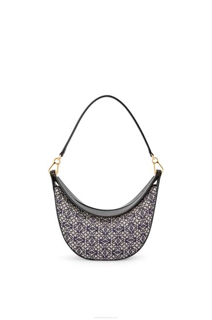 Navy/Black Small Luna bag in Anagram jacquard and classic calfskin Loewe 84PR450 Women