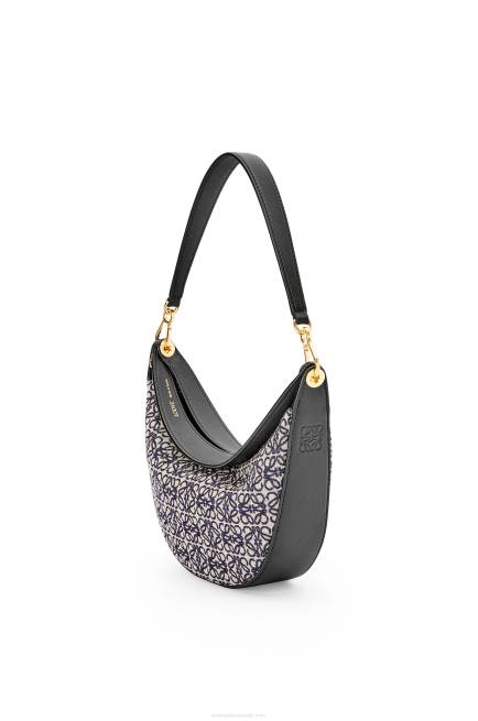 Navy/Black Small Luna bag in Anagram jacquard and classic calfskin Loewe 84PR450 Women