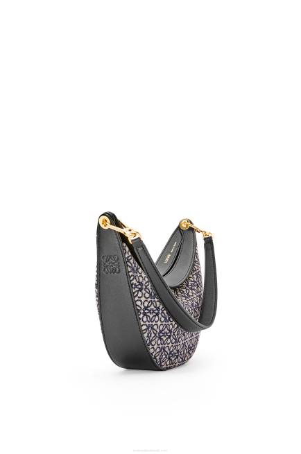 Navy/Black Small Luna bag in Anagram jacquard and classic calfskin Loewe 84PR450 Women