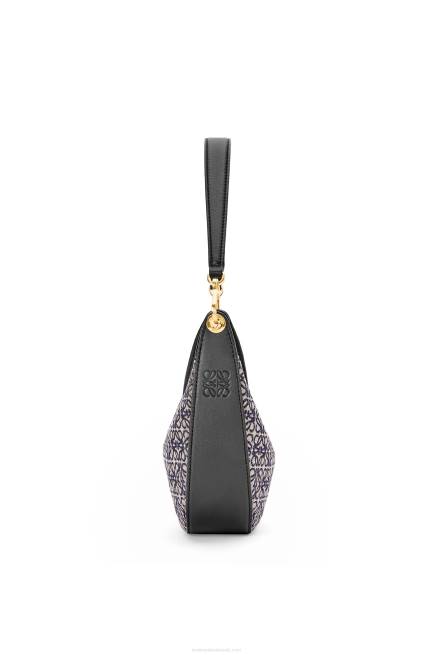 Navy/Black Small Luna bag in Anagram jacquard and classic calfskin Loewe 84PR450 Women