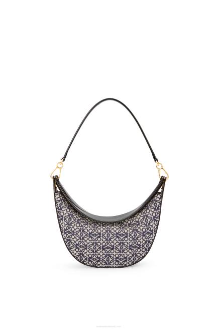 Navy/Black Small Luna bag in Anagram jacquard and classic calfskin Loewe 84PR450 Women