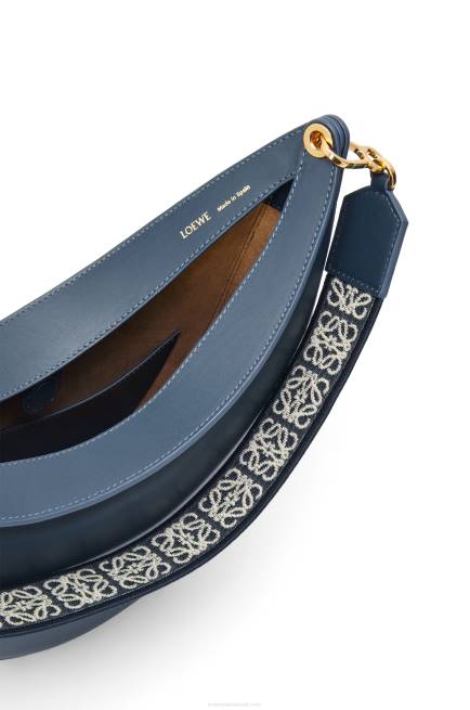 Onyx Blue Luna bag in satin calfskin and jacquard Loewe 84PR483 Women