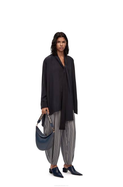 Onyx Blue Luna bag in satin calfskin and jacquard Loewe 84PR483 Women