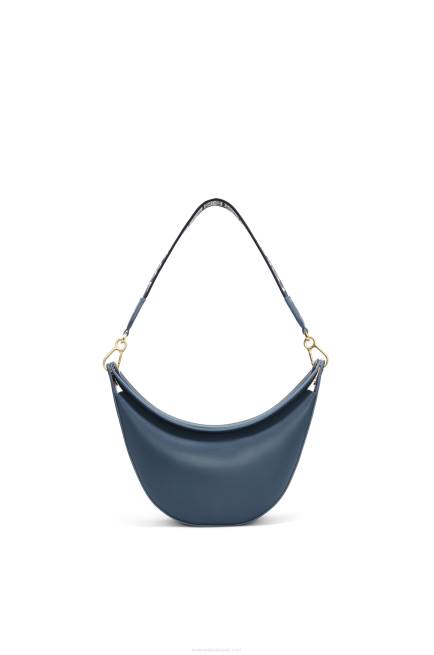 Onyx Blue Small Luna bag in satin calfskin and jacquard Loewe 84PR482 Women