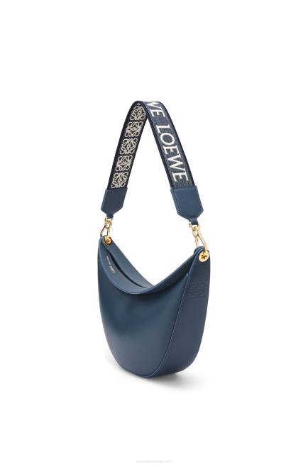 Onyx Blue Small Luna bag in satin calfskin and jacquard Loewe 84PR482 Women