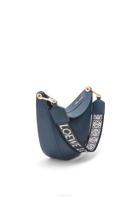 Onyx Blue Small Luna bag in satin calfskin and jacquard Loewe 84PR482 Women