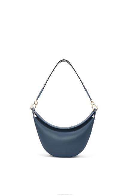 Onyx Blue Small Luna bag in satin calfskin and jacquard Loewe 84PR482 Women