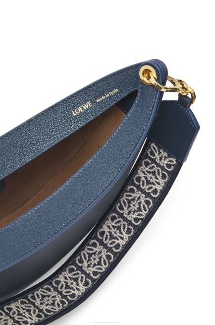 Onyx Blue Small Luna bag in satin calfskin and jacquard Loewe 84PR482 Women