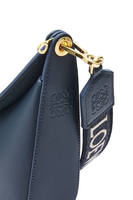 Onyx Blue Small Luna bag in satin calfskin and jacquard Loewe 84PR482 Women