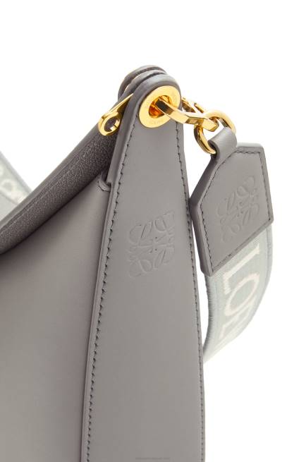 Pearl Grey Luna bag in satin calfskin and jacquard Loewe 84PR533 Women