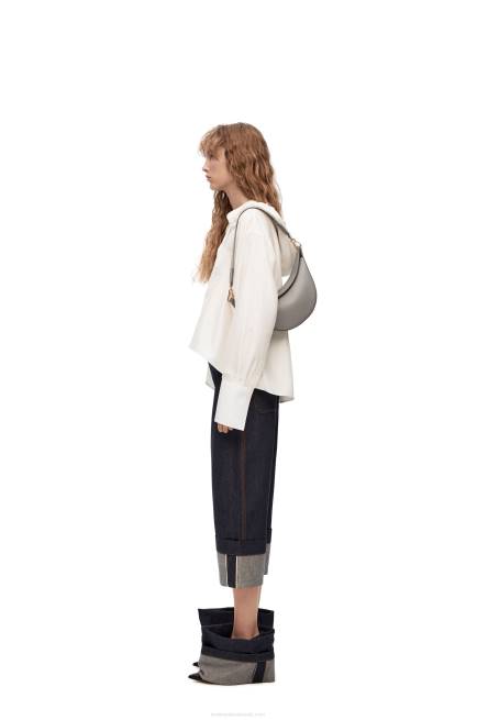Pearl Grey Small Luna bag in satin calfskin and jacquard Loewe 84PR476 Women