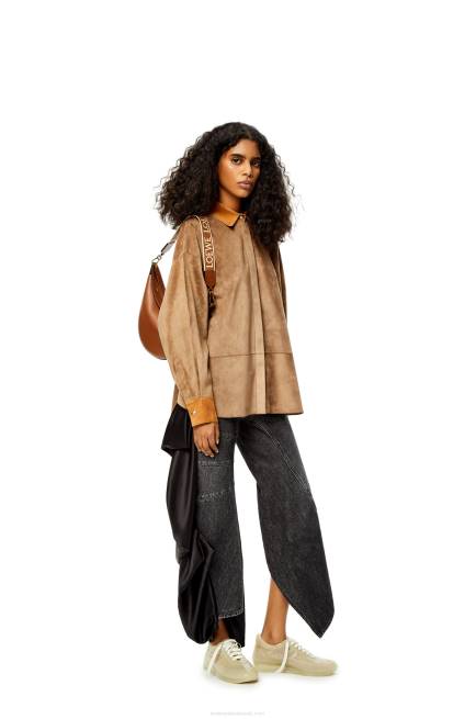 Pecan Luna bag in satin calfskin and jacquard Loewe 84PR453 Women