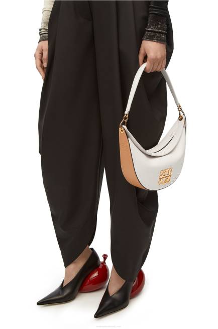 Soft White/Natural Small Luna bag in satin calfskin Loewe 84PR449 Women