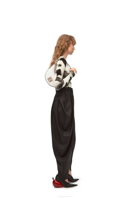 Soft White/Natural Small Luna bag in satin calfskin Loewe 84PR449 Women