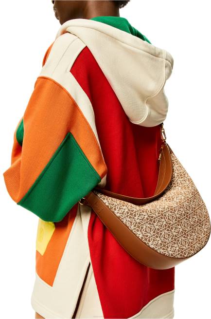 Tan/Pecan Luna bag in Anagram jacquard and classic calfskin Loewe 84PR512 Women