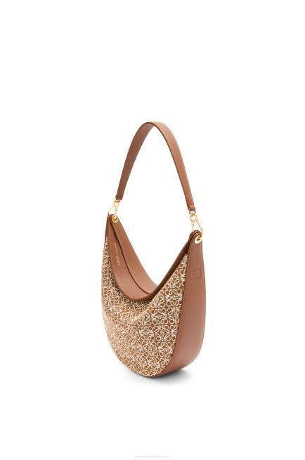 Tan/Pecan Luna bag in Anagram jacquard and classic calfskin Loewe 84PR512 Women