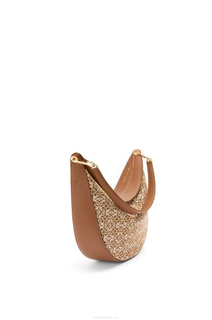 Tan/Pecan Luna bag in Anagram jacquard and classic calfskin Loewe 84PR512 Women