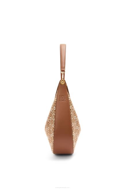 Tan/Pecan Luna bag in Anagram jacquard and classic calfskin Loewe 84PR512 Women