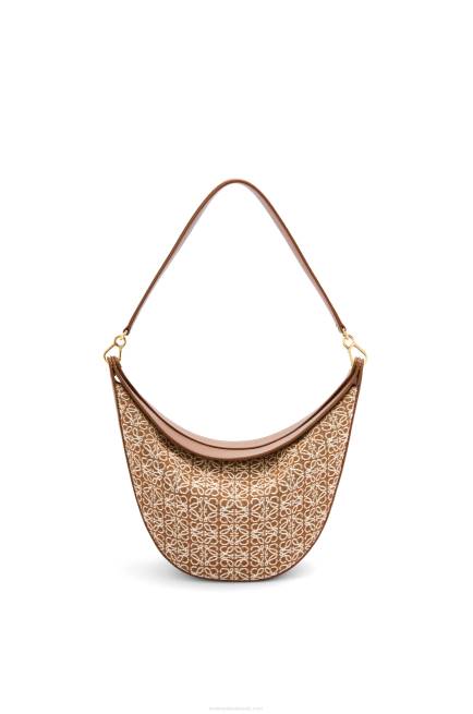 Tan/Pecan Luna bag in Anagram jacquard and classic calfskin Loewe 84PR512 Women
