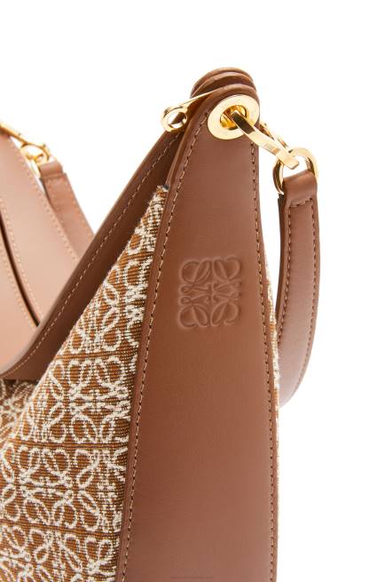 Tan/Pecan Luna bag in Anagram jacquard and classic calfskin Loewe 84PR512 Women
