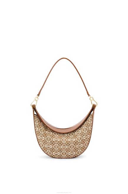 Tan/Pecan Small Luna bag in Anagram jacquard and classic calfskin Loewe 84PR492 Women
