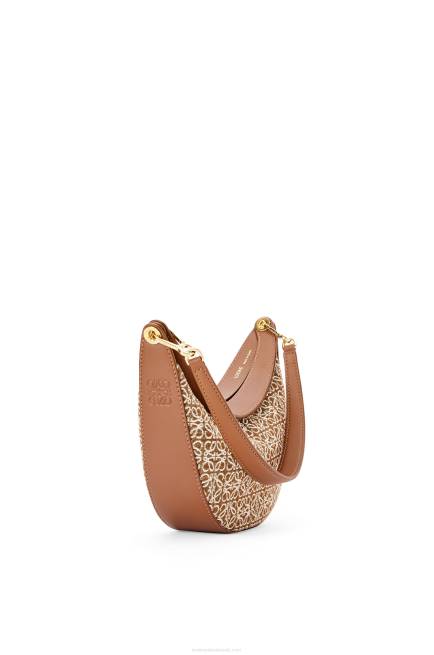 Tan/Pecan Small Luna bag in Anagram jacquard and classic calfskin Loewe 84PR492 Women