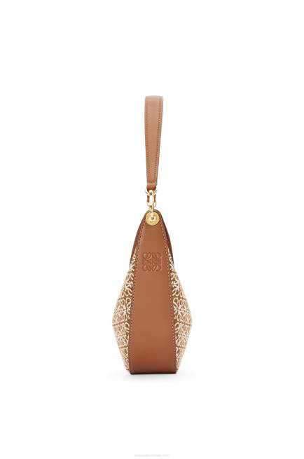 Tan/Pecan Small Luna bag in Anagram jacquard and classic calfskin Loewe 84PR492 Women