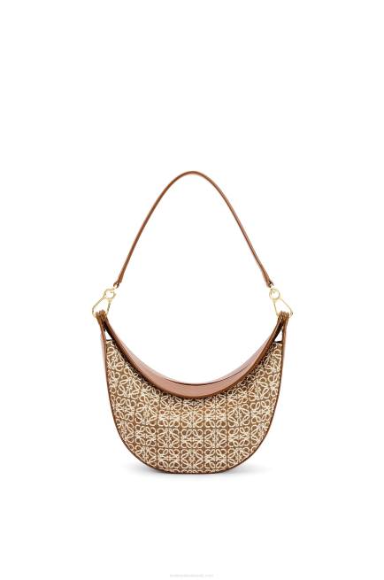 Tan/Pecan Small Luna bag in Anagram jacquard and classic calfskin Loewe 84PR492 Women